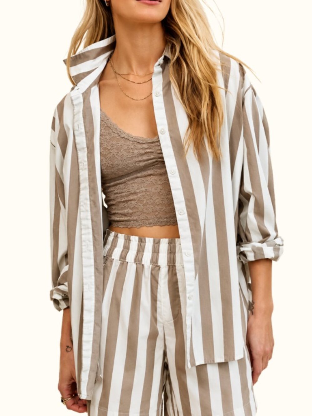 Aerie Good Day Oversized Striped Poplin Button Down Shirt
